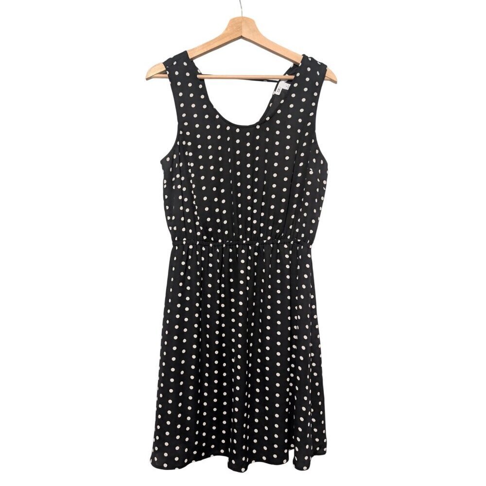 Dr2 Daniel Rainn Polka Dot Dress Womens Medium M Black White Sleeveless Lined